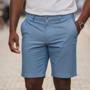 Peter Millar Crown Sport Blue Performance Golf Shorts All Over Print Mens 34